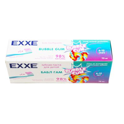EXXE Зубная паста Детская с кальцием Бабл гам 75мл (с 6лет)